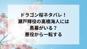 ドラゴン桜ネタバレ！瀬戸輝役の髙橋海人には黒幕がいる？悪役から一転する